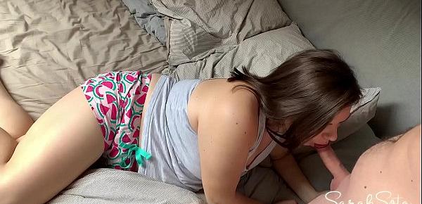  Romantic morning cuddling turns into intese sex and hot blowjob - step sister has fun with her brother